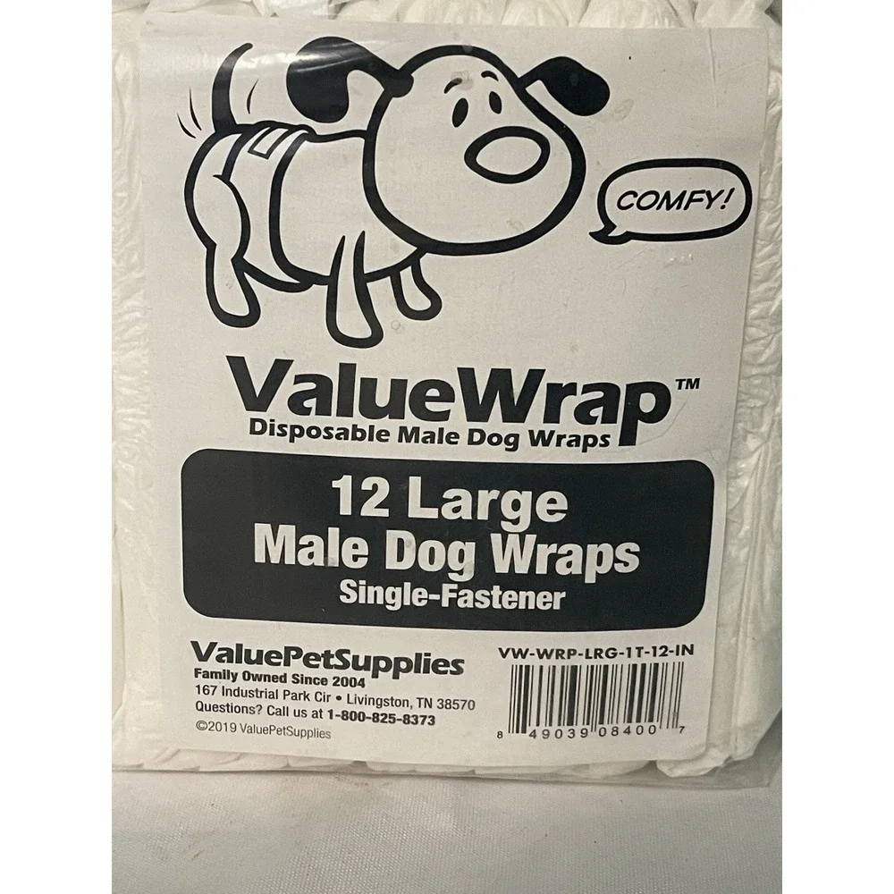Value Wrap Disposable Large Male Dog Wraps Lot Of 2 - 12 Count (24‎ Total) NIP